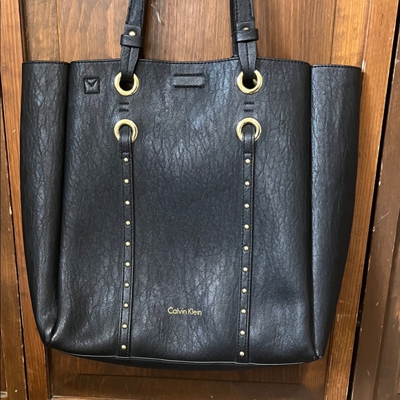Calvin Klein Black Tote Crossbody w/ Gold Details - Picture 1 of 4